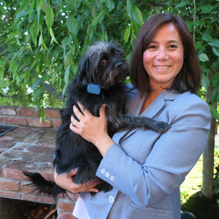 A team member with her dog